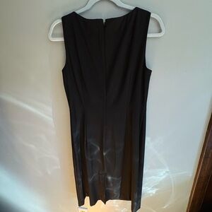 London Times Black Sleeveless Midi Sheath Dress